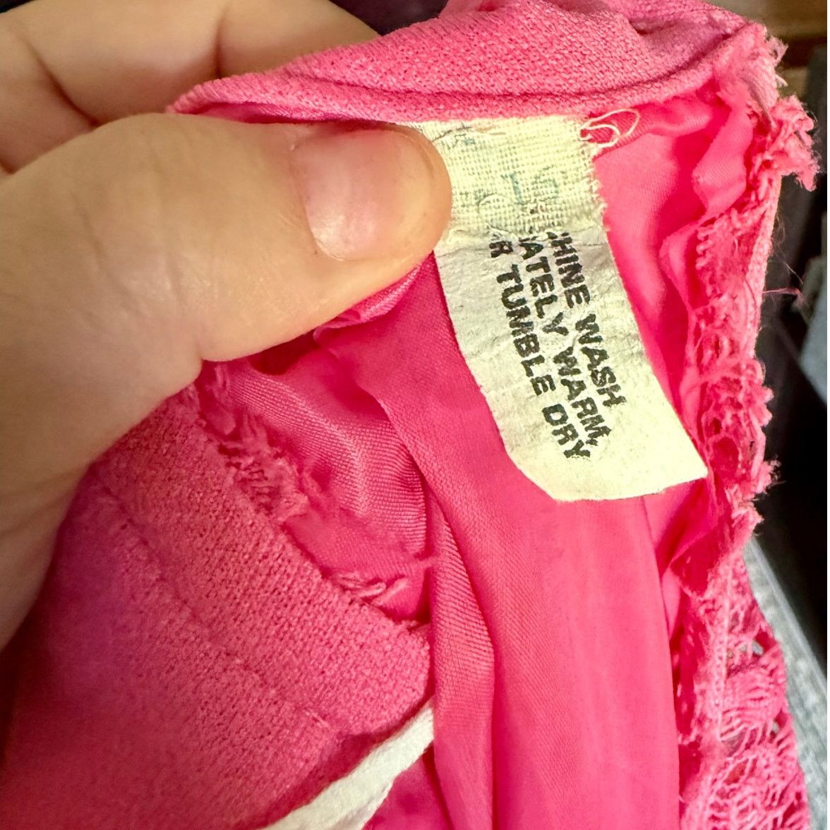 Vintage Vintage 70’s Hot Pink Groovy Texture GoGo Dress Large Hippie Size L / US 10 / IT 46 - 6 Thumbnail