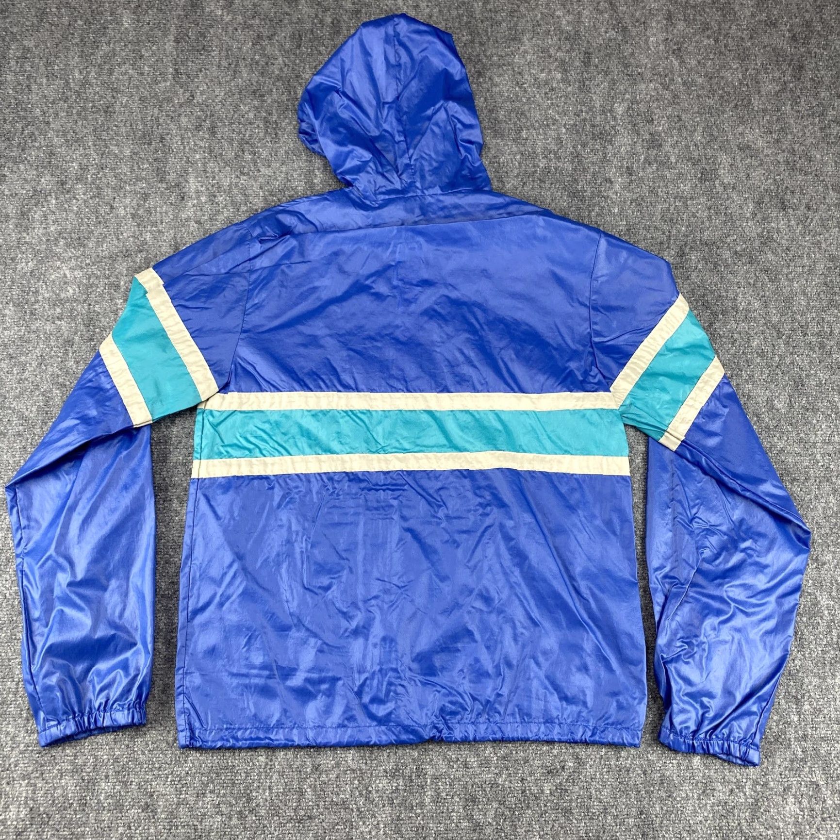 Lacoste VINTAGE IZOD Lacoste Jacket Mens S Hooded 1/4 Zip Windbreaker Blue Striped 80s Retro Size US S / EU 44-46 / 1 - 4 Thumbnail