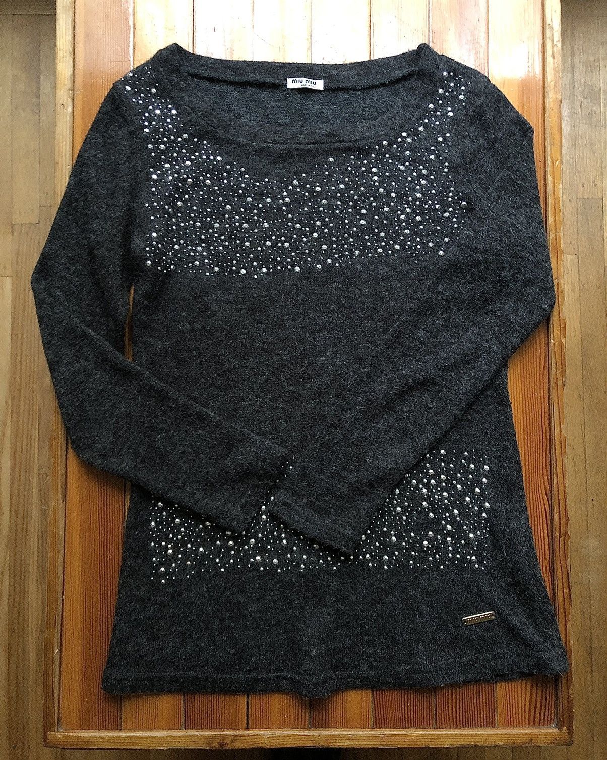 Miu Miu Miu Miu Vintage 2008 Bedazzled Fuzzy Sweater Size L / US 10 / IT 46 - 19 Thumbnail