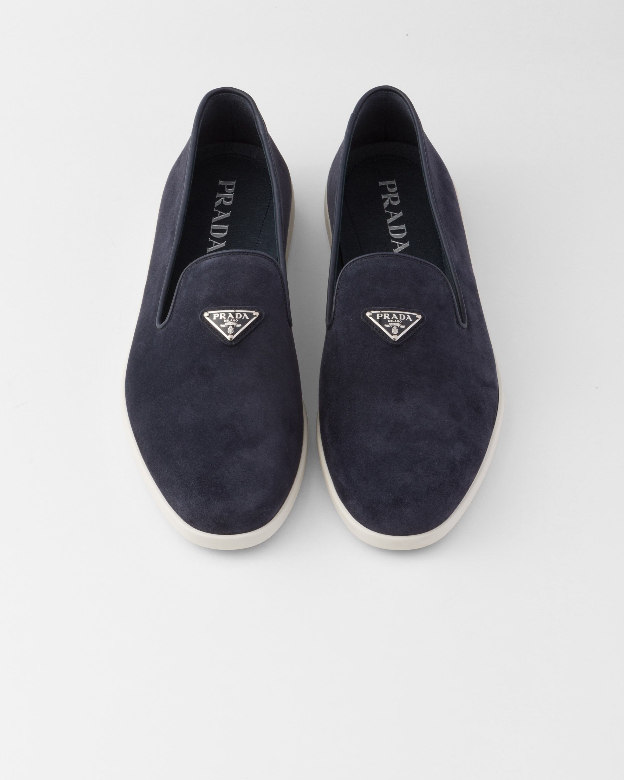 Prada o1bcso1str1025 Suede Slip-Ons in Navy Size US 8 / EU 41 - 3 Thumbnail