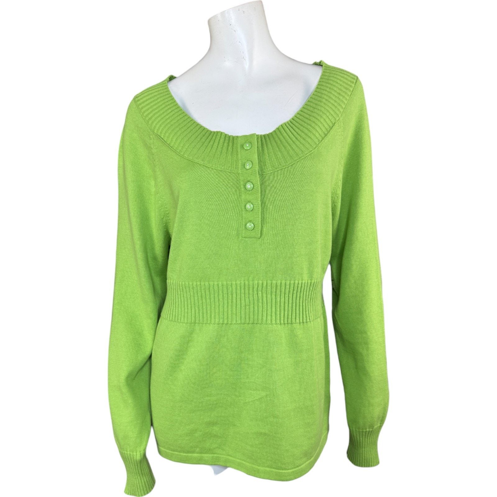Jones New York Jones New York Sport Green Henley Sweater Green XL NWT Size XL / US 12-14 / IT 48-50 - 1 Thumbnail