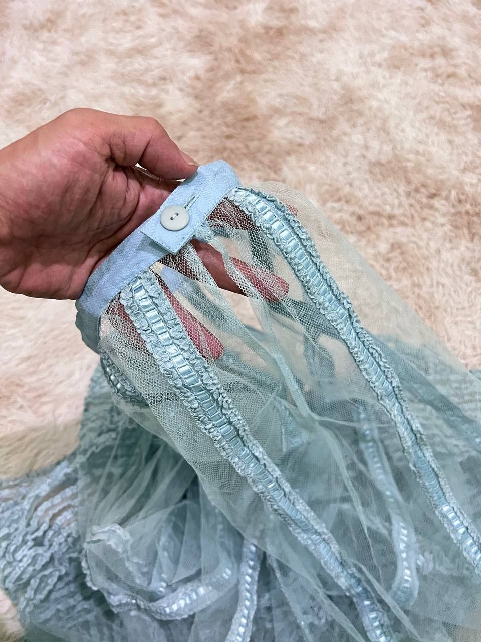 Kaneko Isao Vintage 90’s Kaneko Isao Ruffle Bottom Mesh Long Skirt Size 25" / US 0 / IT 36 - 5 Thumbnail