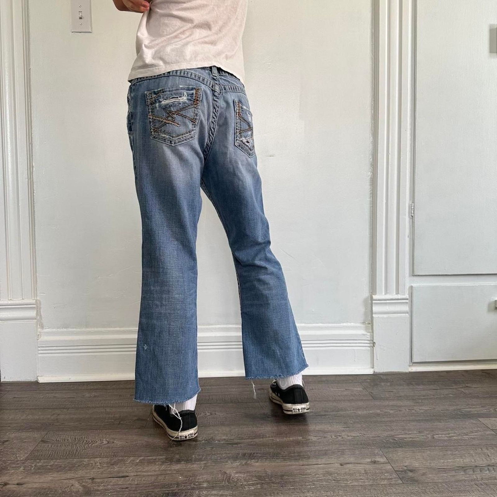 BKE × Vintage Y2K Buckle BKE Ripped Bootcut Flare Denim Jeans Pants Size 33" - 8 Thumbnail
