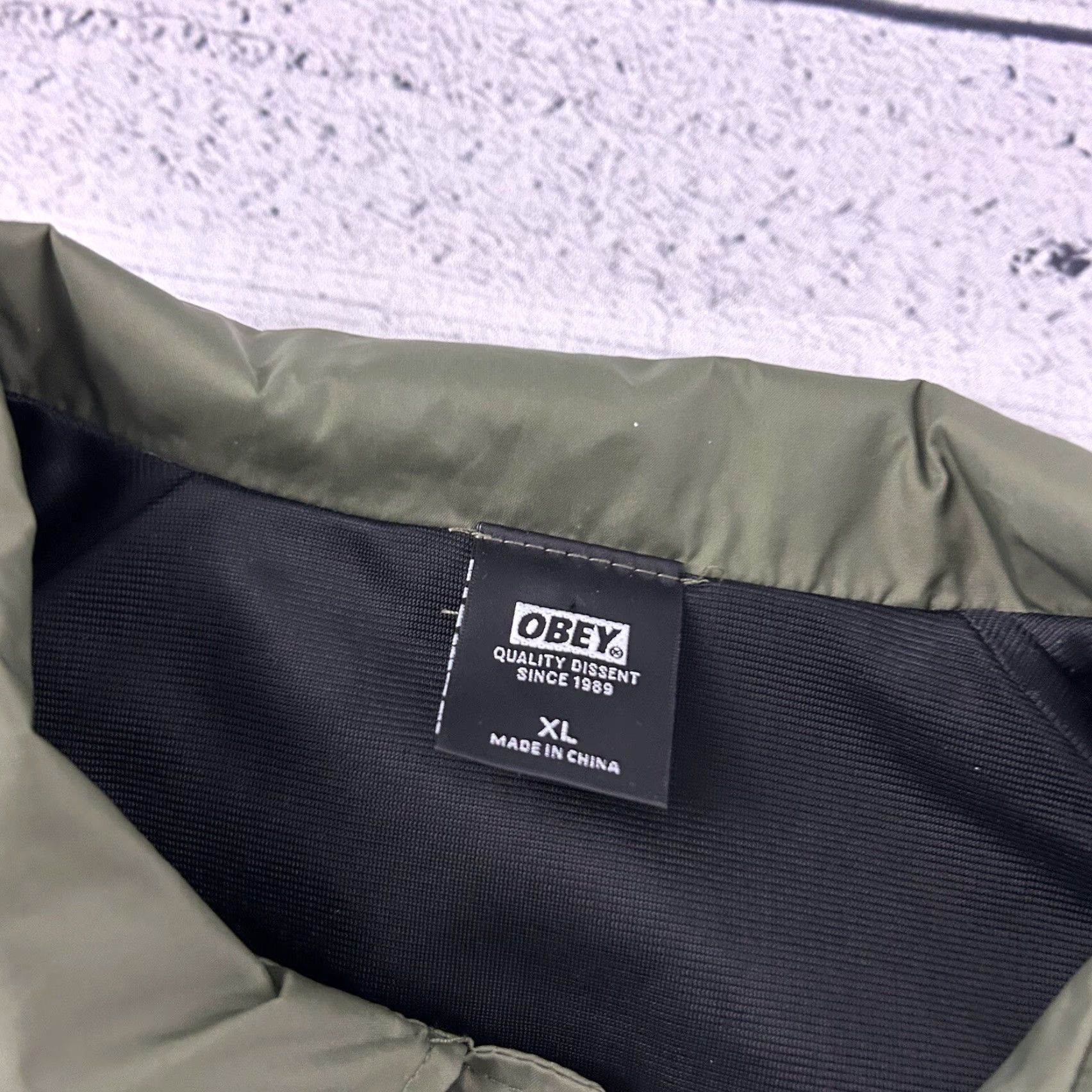 Obey OBEY Jacket Windbreaker Button Snap XL Green Men Size US XL / EU 56 / 4 - 4 Thumbnail