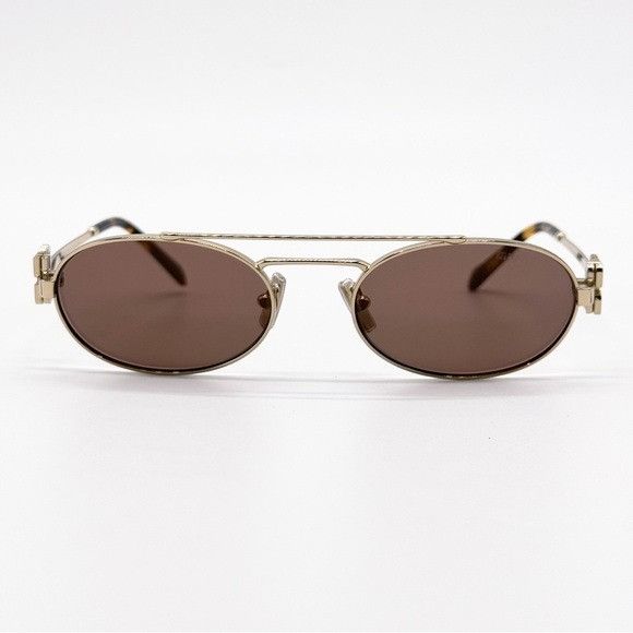 Miu Miu NEW MIU MIU SMU 54Z ZVN70D OVAL GOLD BROWN MU54ZS ZVN70D WOM Size ONE SIZE - 4 Thumbnail