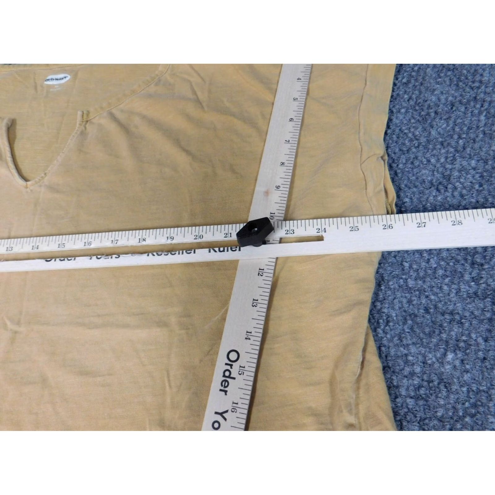 Old Navy Old Navy Womens Blouse 2XL Yellow Short Sleeve Round Neck Pullover Casual 100% Cotton Button Regular Fit Womens Size XXL / US 16-18 / IT 52-54 - 5 Thumbnail