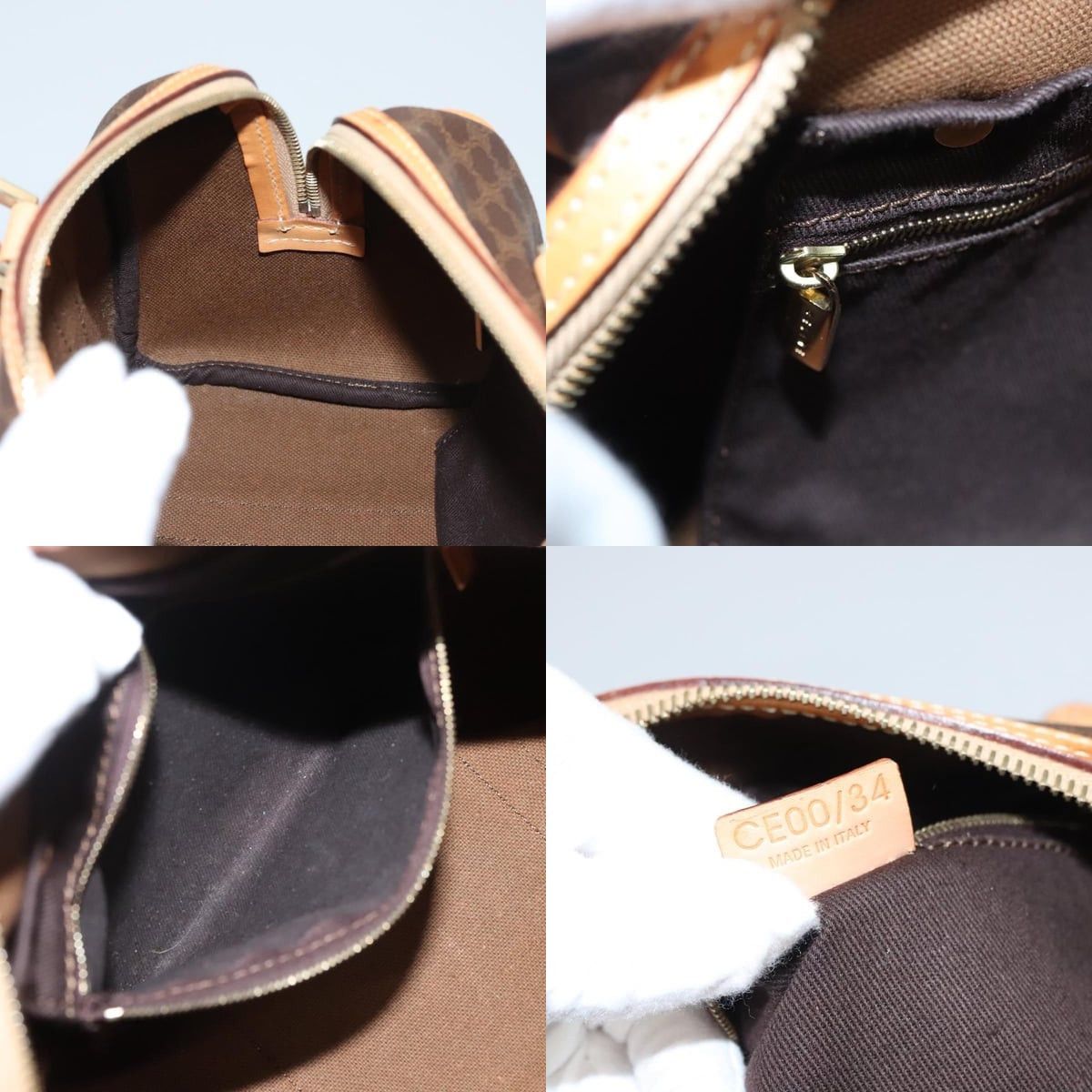 Celine CELINE Macadam Canvas Hand Bag Pvc Leather Brown Gold Size ONE SIZE - 12 Thumbnail