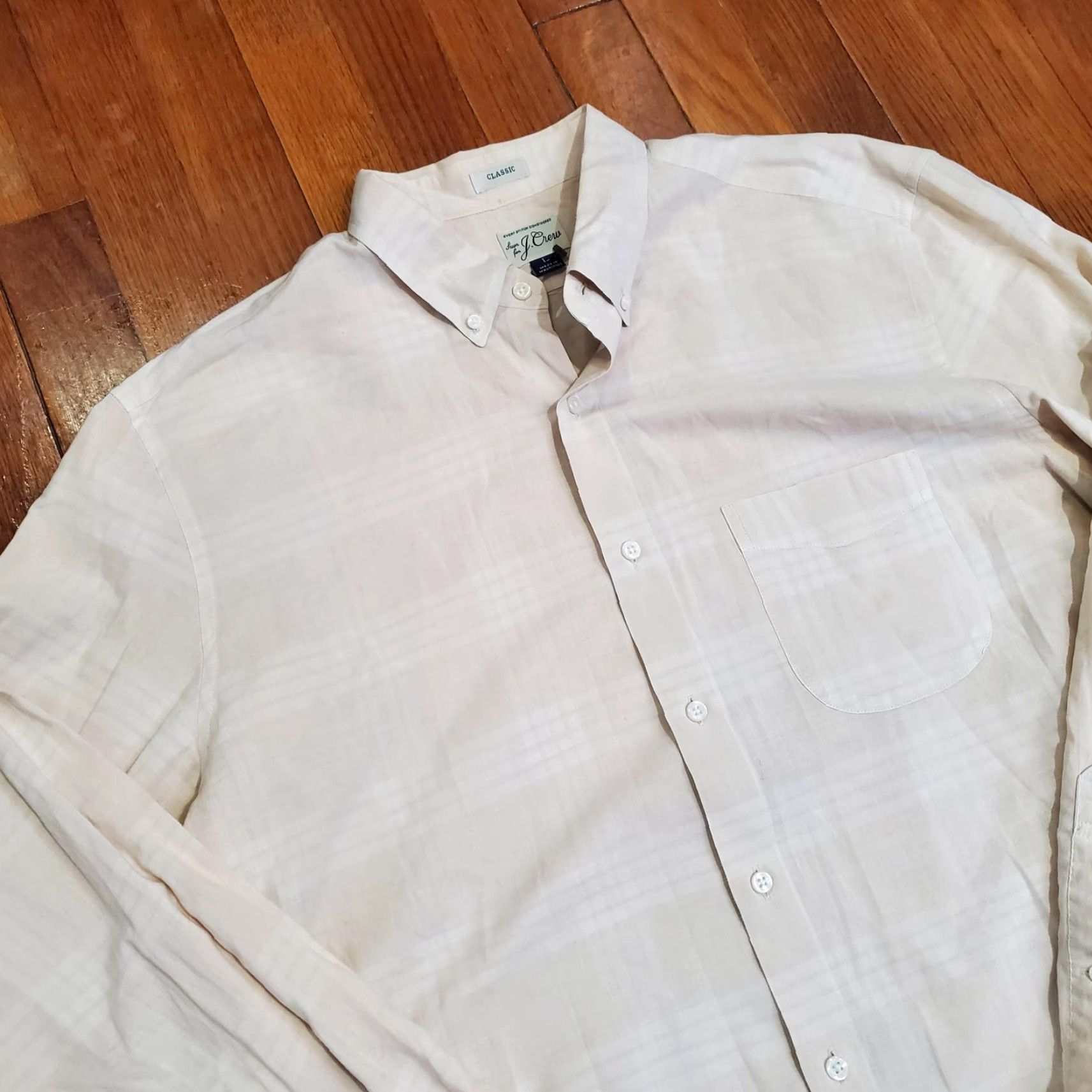 J.Crew J.Crew Shirt Mens Large White Plaid Long Sleeve Button-Up Classic Work Casual Size US L / EU 52-54 / 3 - 4 Thumbnail