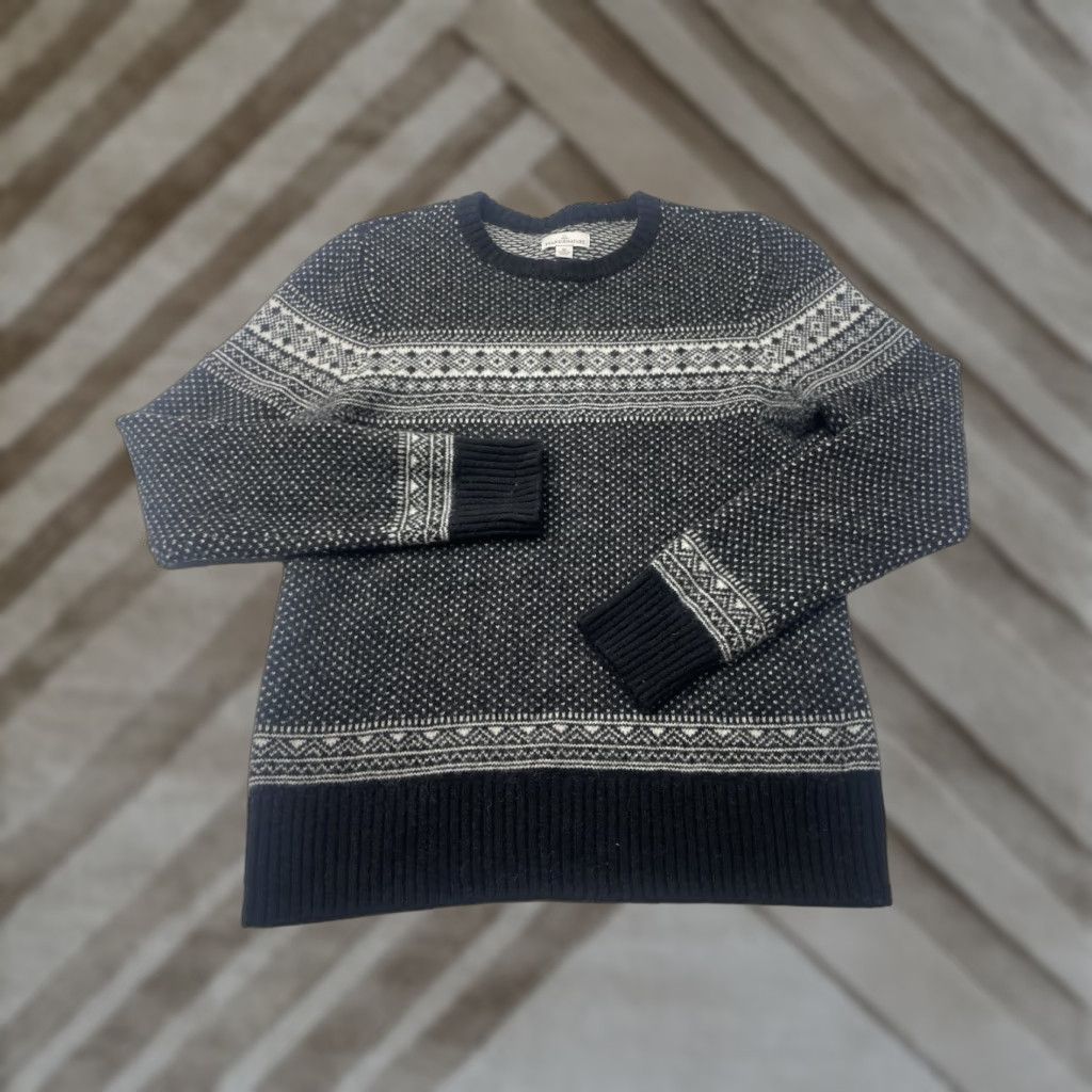 LL Bean Signature Sweater Womens Medium Fair Isle Wool Pullover Lightweight Knit