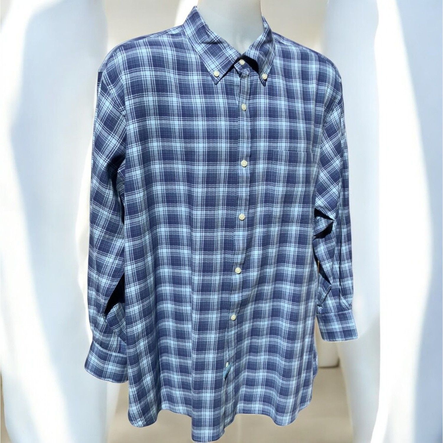 Peter Millar Peter Millar Designer Mens Blue Plaid Long Sleeve Shirt XL Size US XL / EU 56 / 4 - 8 Thumbnail
