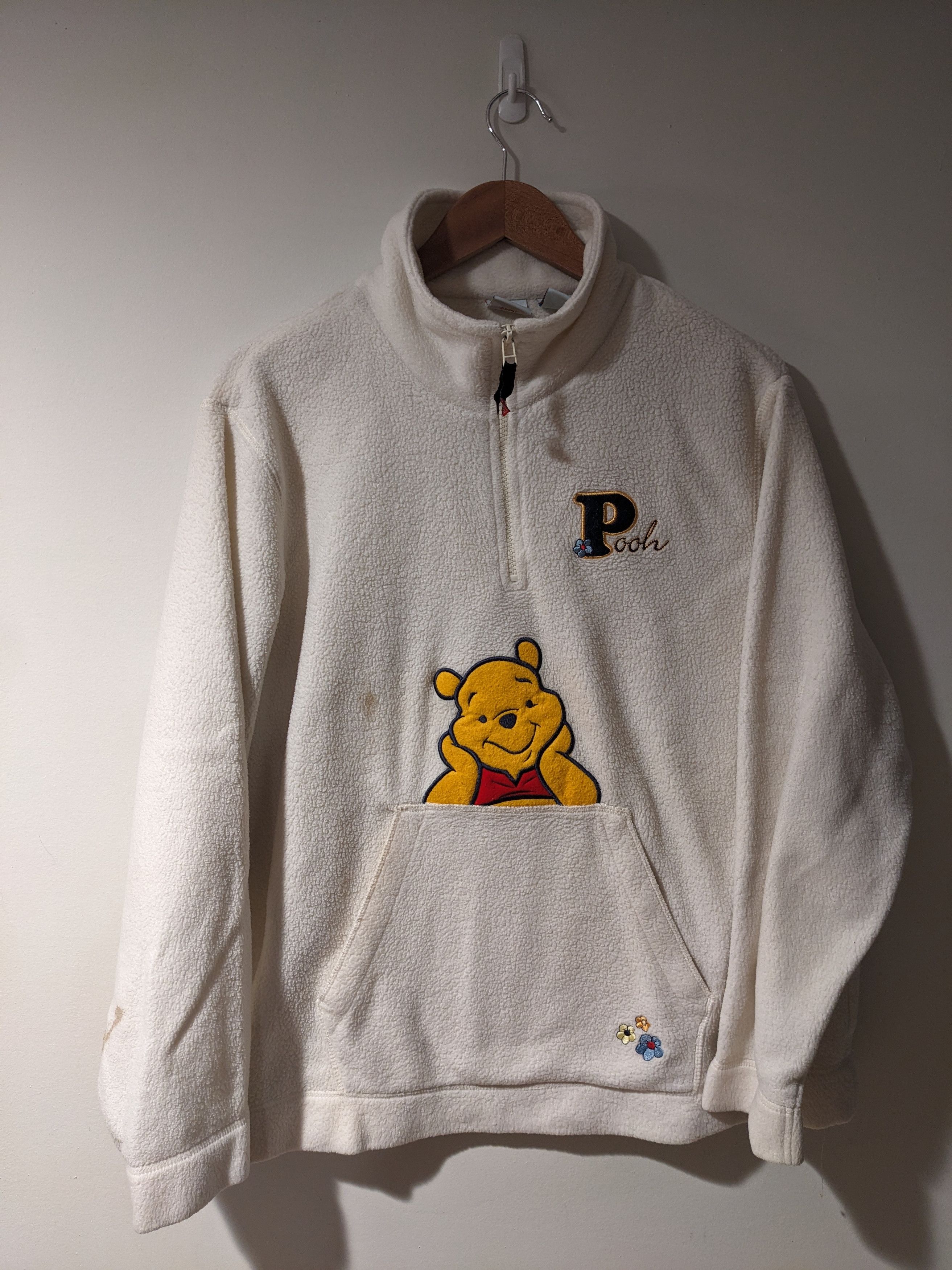 Disney × Vintage Vintage 2010's Winnie the Pooh Fleece Half Zip Sweater Size US XL / EU 56 / 4 - 1 Thumbnail