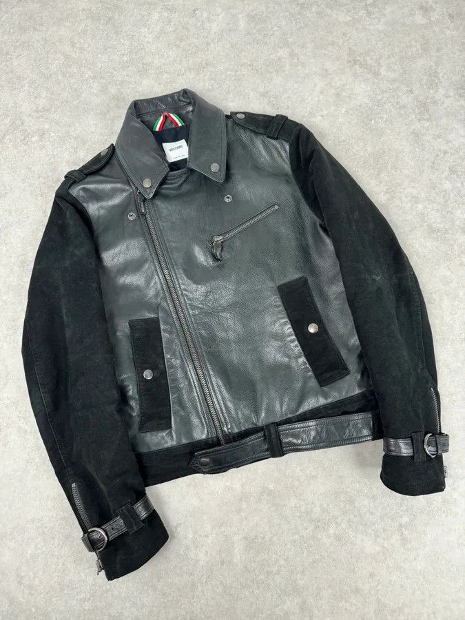 Moschino 2010s Moschino Black Hybrid Leather Perfecto Jacket Size US M / EU 48-50 / 2 - 4 Thumbnail