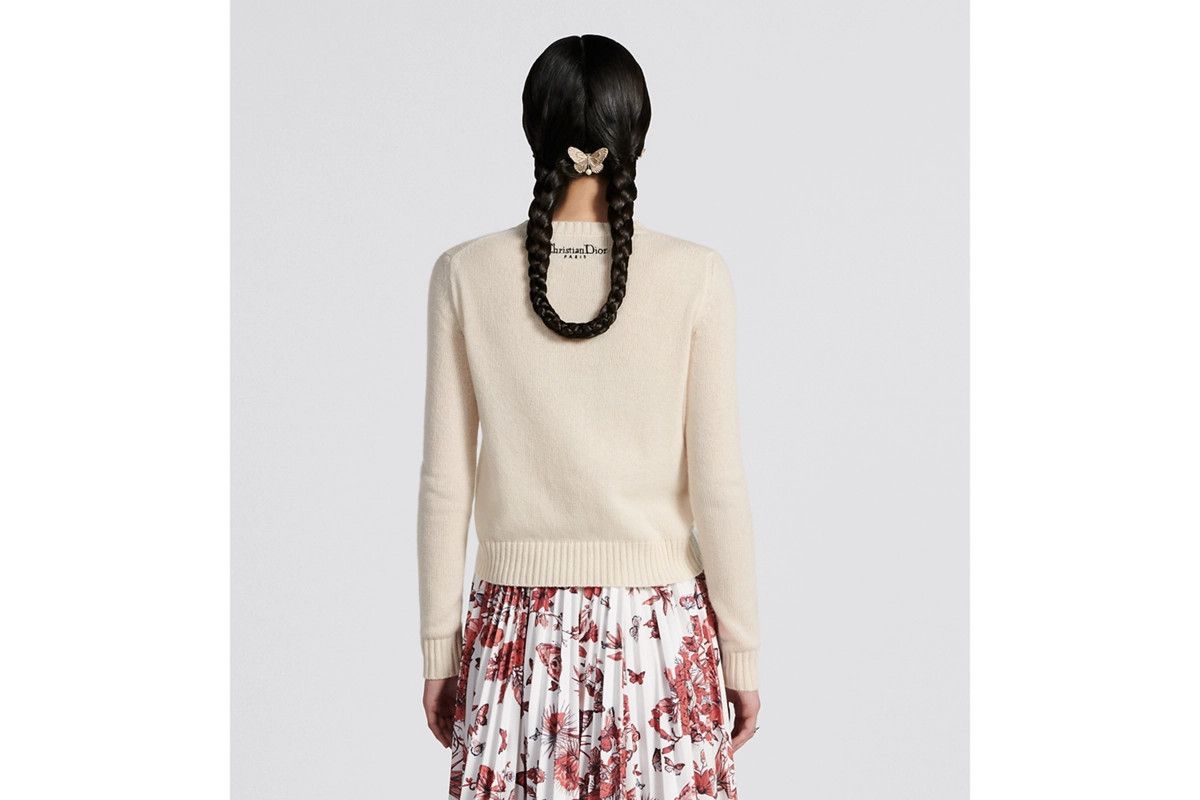 Dior o1bcso1str0225 Embroidered Sweater in Ecru/Red Size M / US 6-8 / IT 42-44 - 6 Thumbnail