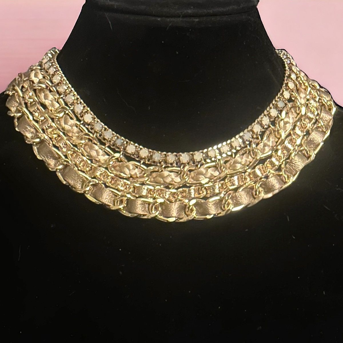 White House Black Market WHBM gold tone woven statement collar necklace Size ONE SIZE - 1 Thumbnail