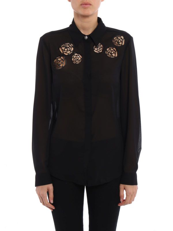 Versus Versace Versus Versace Rose Cut out Georgette Shirt Size M / US 6-8 / IT 42-44 - 2 Thumbnail