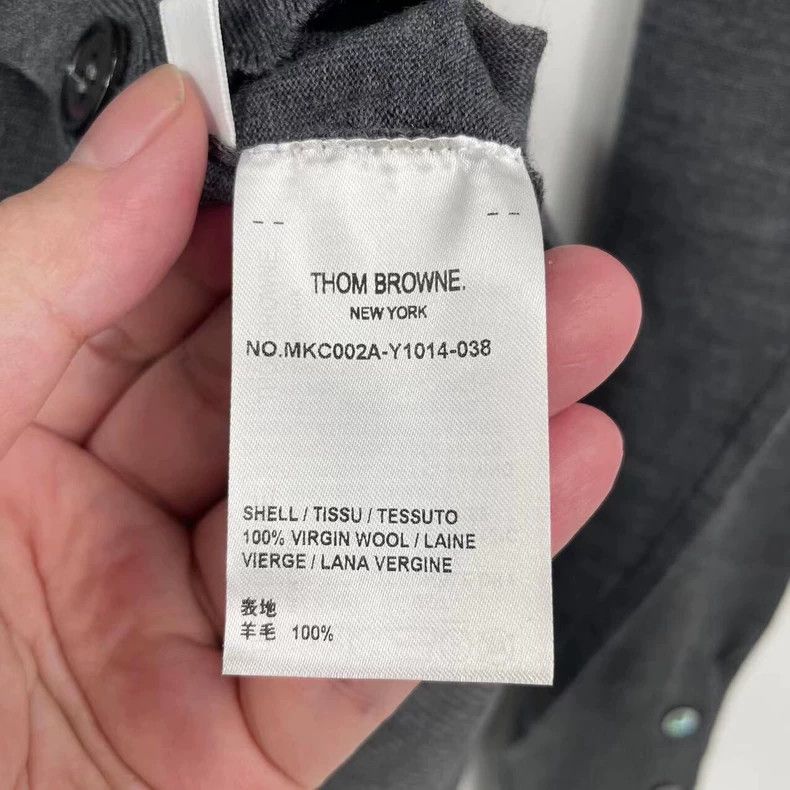 Thom Browne Thom browne Size 3 Gray striped wool knitted cardigan 2503 Size L / US 10 / IT 46 - 4 Thumbnail