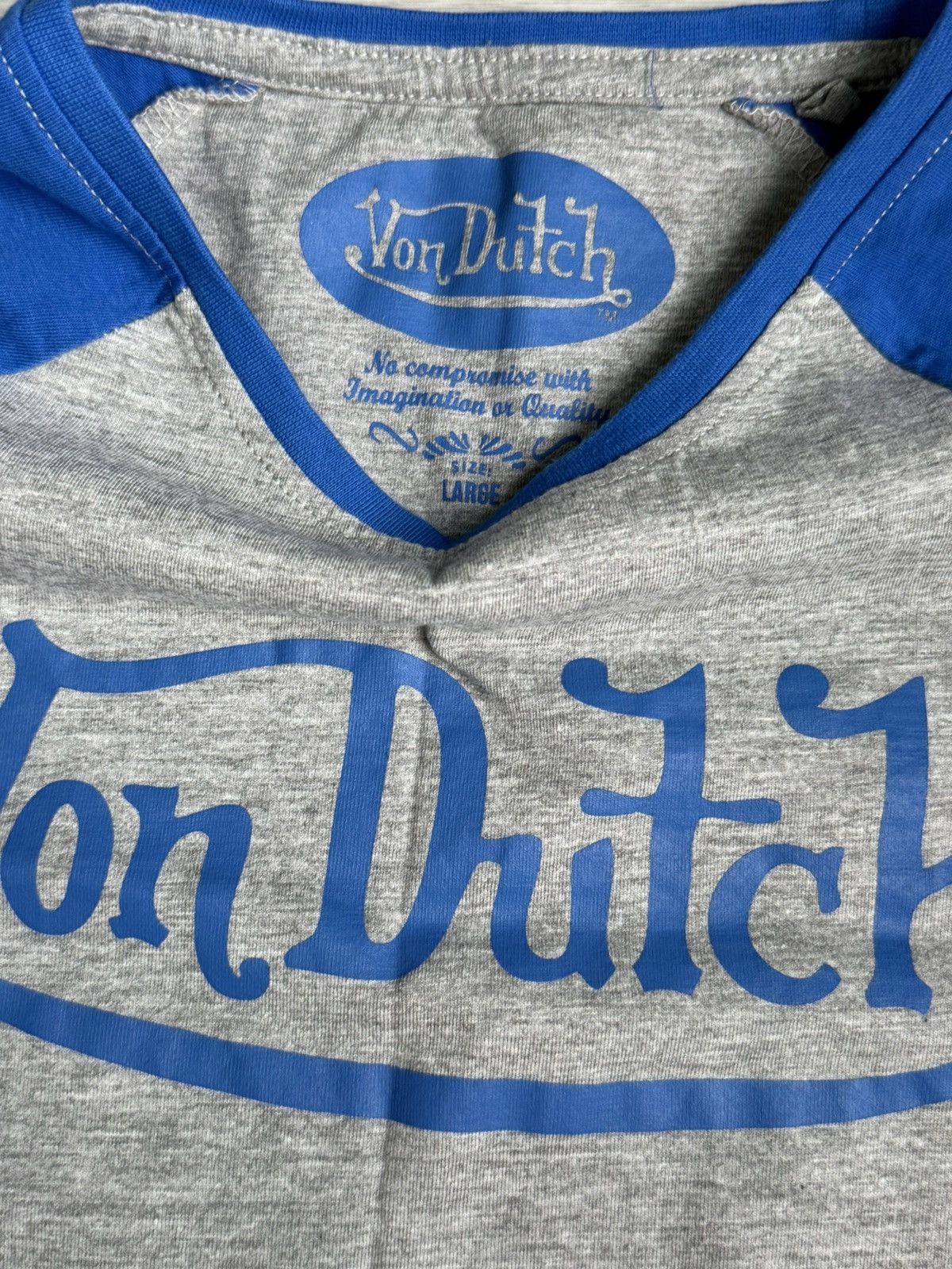 Von Dutch Von Dutch Blue & Grey Raglan Baseball Tee Vintage Style Size US L / EU 52-54 / 3 - 3 Thumbnail