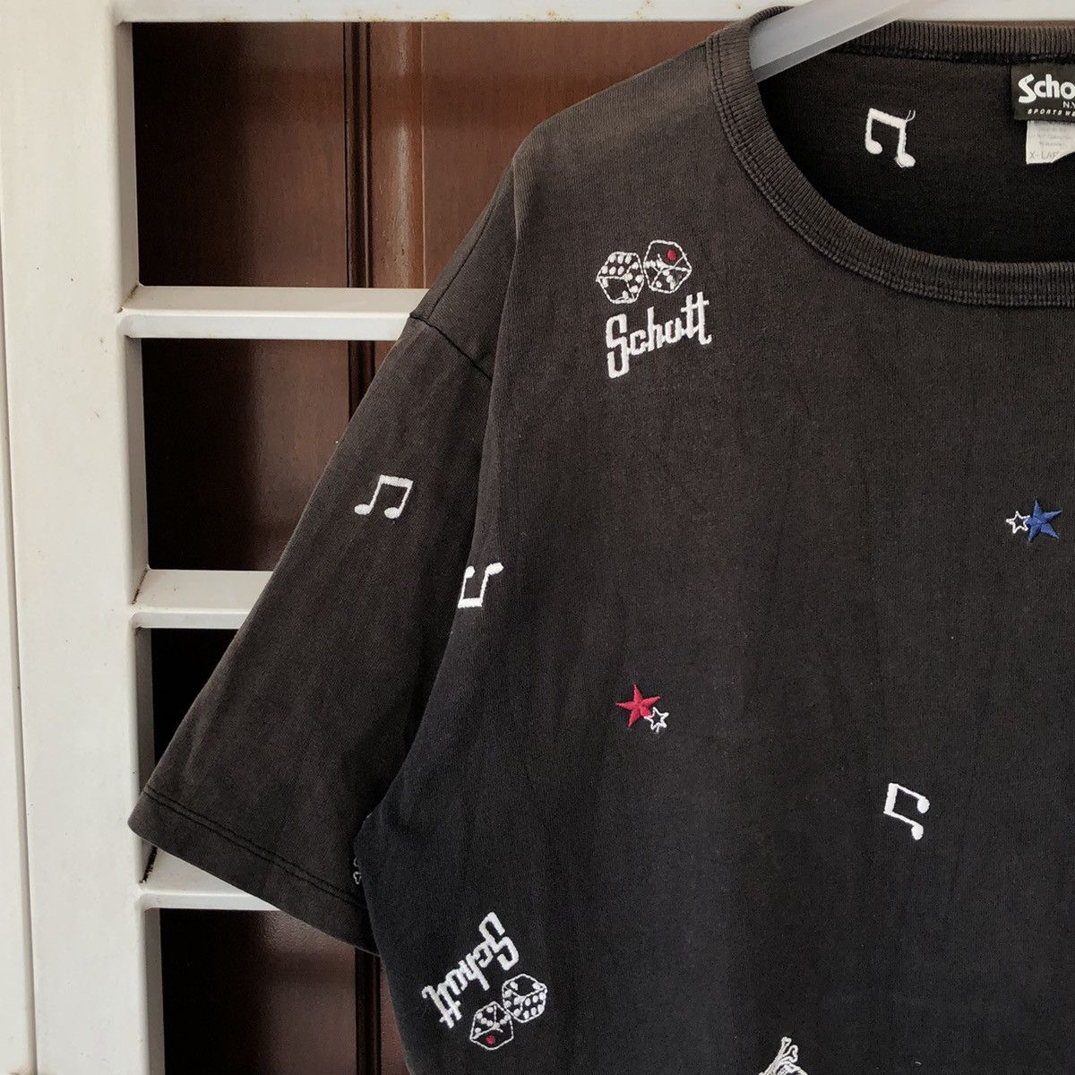 Schott × Vintage Schott N.Y.C. Allover emrbrodery dice oversized tshirt Size US XL / EU 56 / 4 - 2 Thumbnail