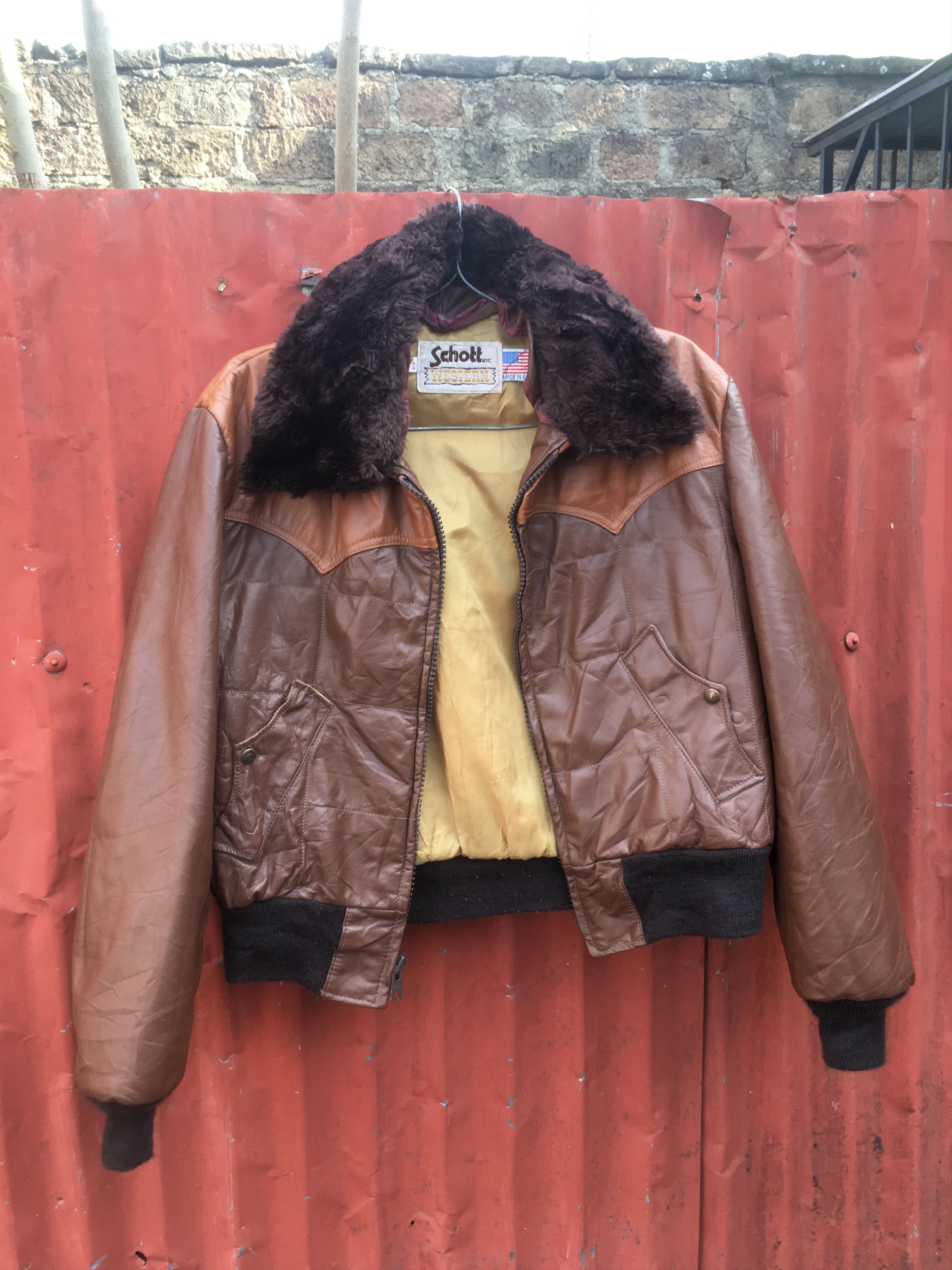 Schott VTG Rare Schott NYC BROWN Bomber leather jacket sz USA 44 Size US L / EU 52-54 / 3 - 12 Thumbnail