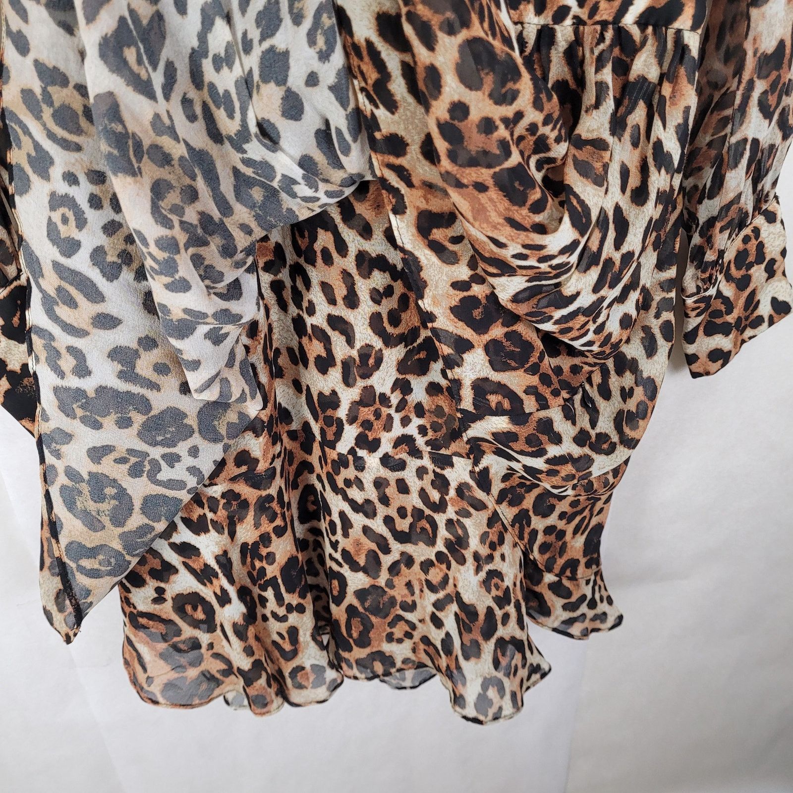 INTERMIX Intermix cheetah print sheer ruffled long sleeve dress Size S / US 4 / IT 40 - 9 Thumbnail