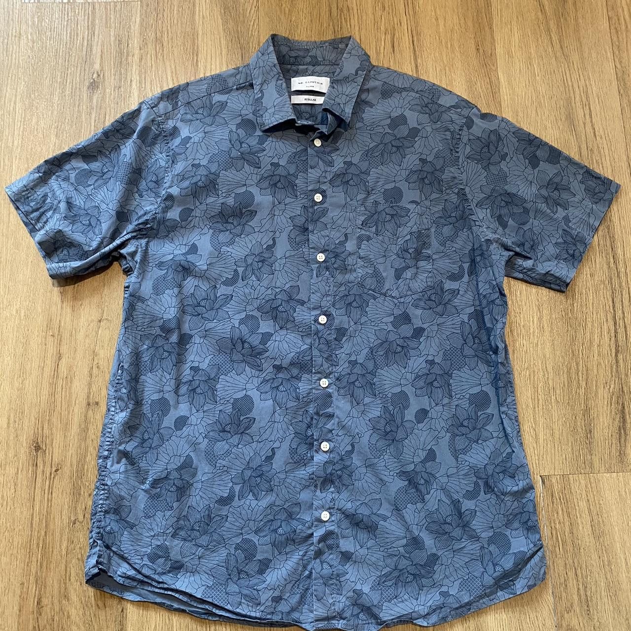 Other Navy blue floral button-up shirt #floralshirt Vintage Boxy Size US XL / EU 56 / 4 - 1 Thumbnail