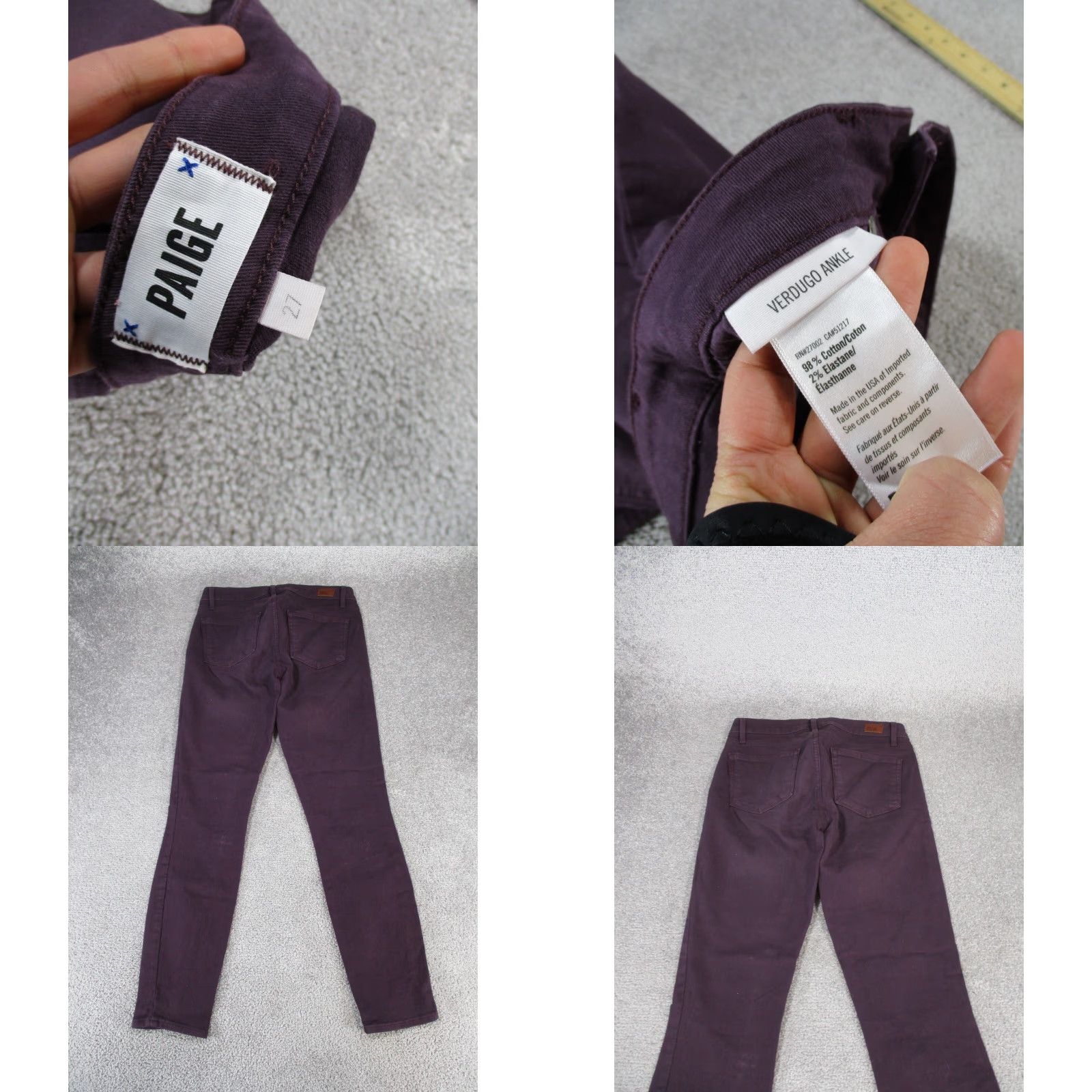 Paige PAIGE Jeans Skinny Verdugo Ankle Denim Dark Purple 27 Womens Size 27" / US 4 / IT 40 - 8 Thumbnail