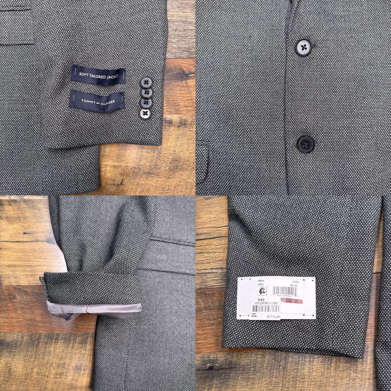 Tommy Bahama Tommy Bahama Blazer Gray Men S42 Notch Lapel Two-Button 4-Button Notch Double-Vented Solid Polyester Rayon Spandex Short Regular Vintage: No Size 42R - 8 Thumbnail