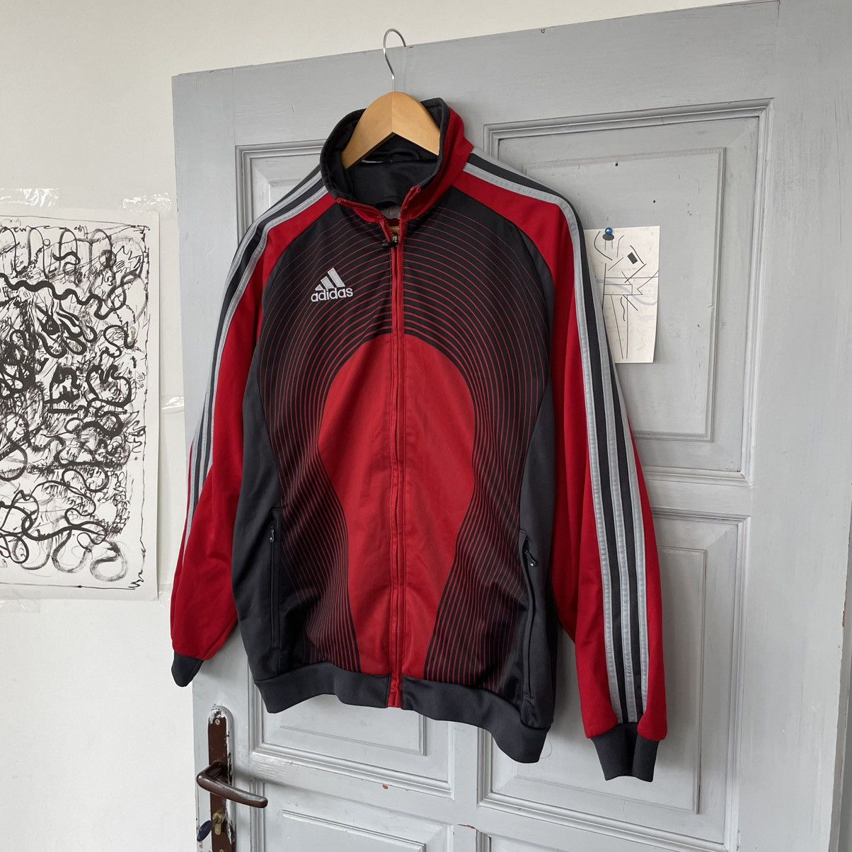 Adidas Vintage 00’s Adidas Red Track Jacket size L y2k Size US L / EU 52-54 / 3 - 2 Thumbnail