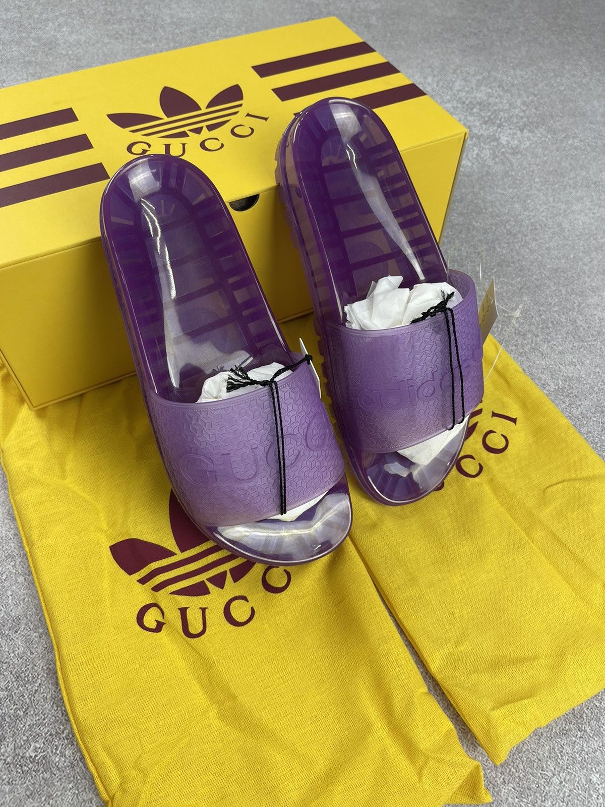 Adidas x Gucci Rubber Slide Sandals Purple Size 42