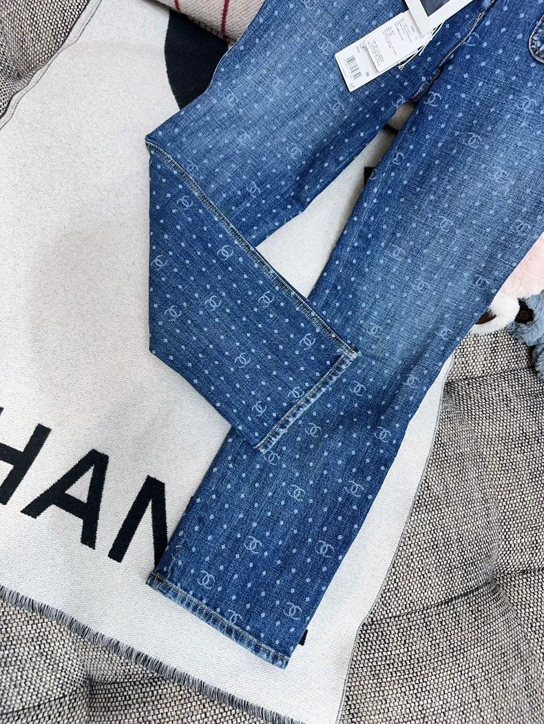 Chanel Chanel 23p blue polka dot full printed logo jeans Size 25" / US 0 / IT 36 - 3 Thumbnail