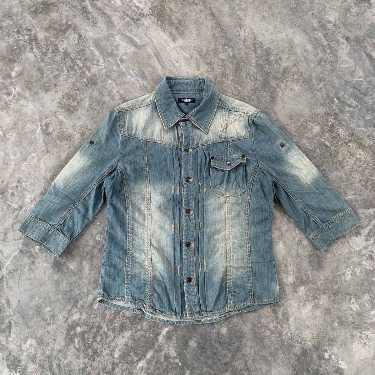 Tornado Mart Tornado Mart Mud Wash Roll Up Chambray Shirt Size US L / EU 52-54 / 3 - 2 Thumbnail