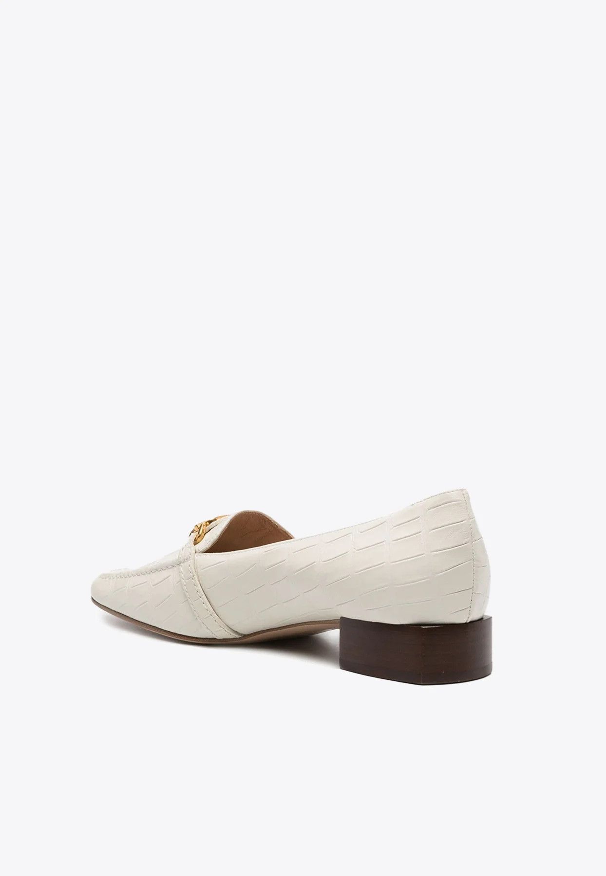 Tom Ford o1loc1c0326 W3333 Croc Embossed Leather Loafers in White Size US 6 / IT 36 - 3 Thumbnail