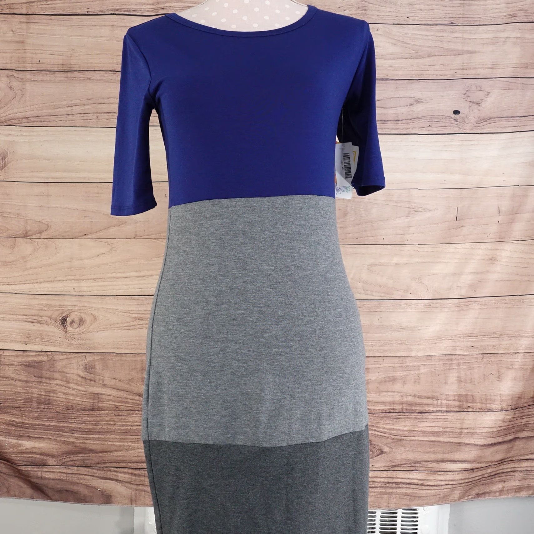 Vintage NWT LULAROE JULIA BLUE GRAY DRESS WOMENS SIZE XS NEW Size XS / US 0-2 / IT 36-38 - 2 Thumbnail