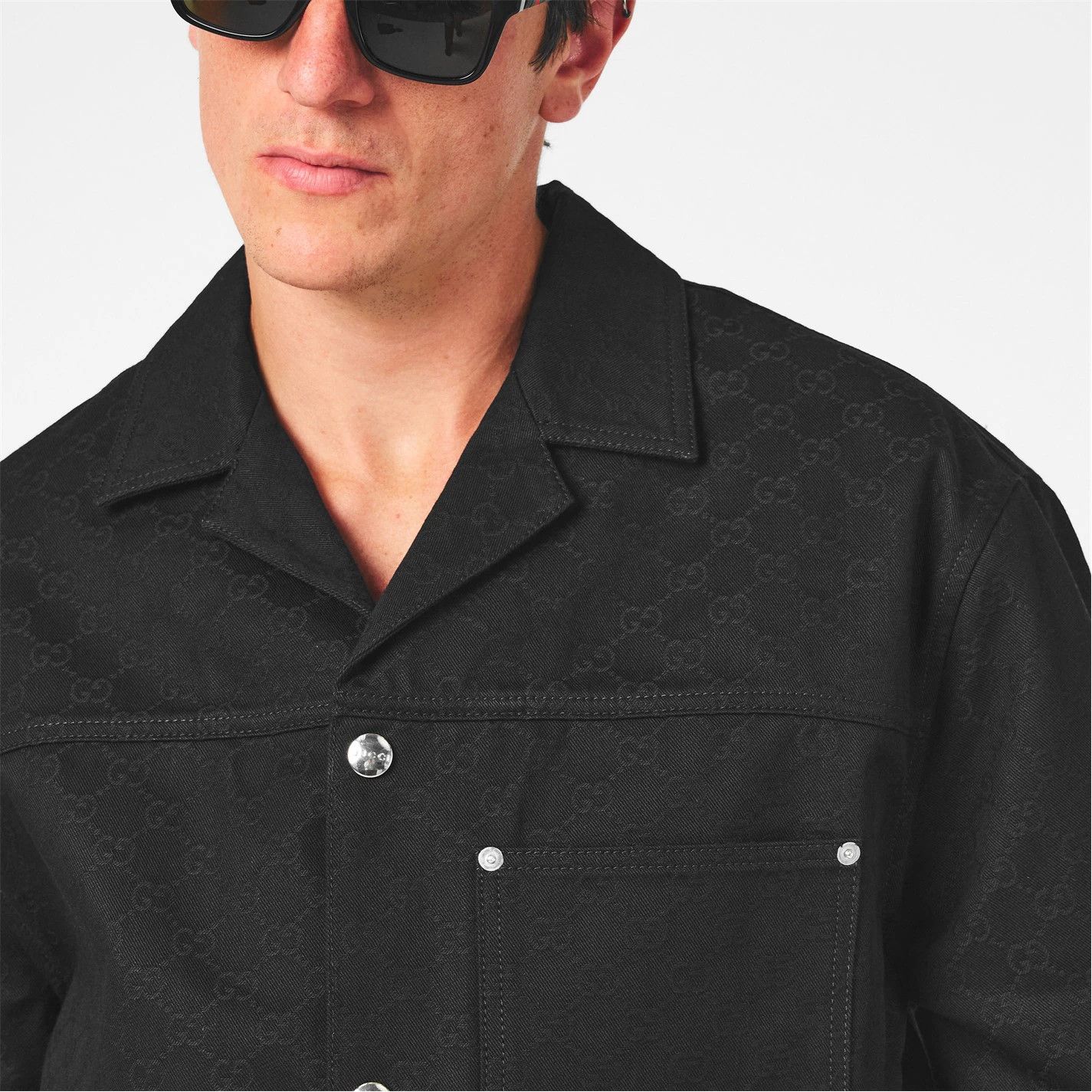 Gucci o1g2r1mq0426 GG Denim Short-Sleeved Shirt in Black Size US XL / EU 56 / 4 - 4 Thumbnail