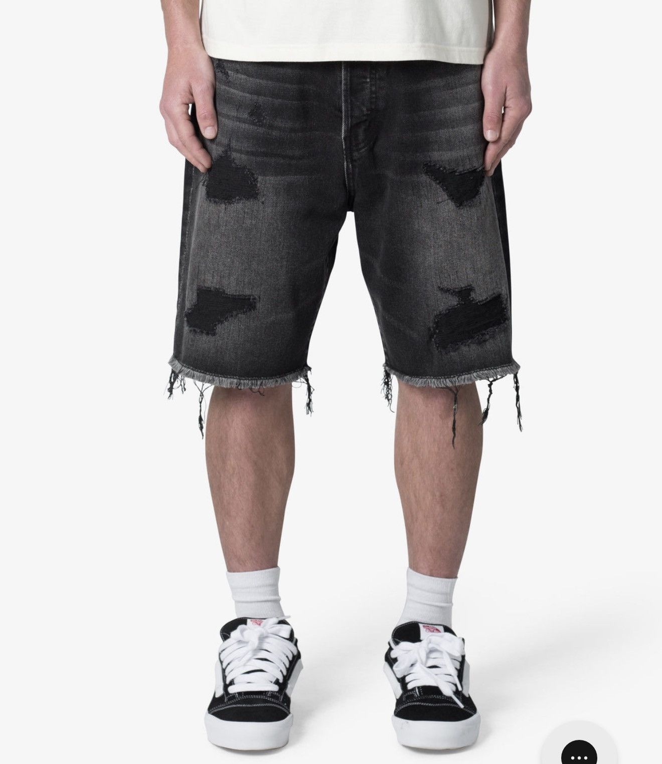 MNML BLACK BAGGY RIP DENIM SHORTS Size US 38 / EU 54 - 4 Thumbnail