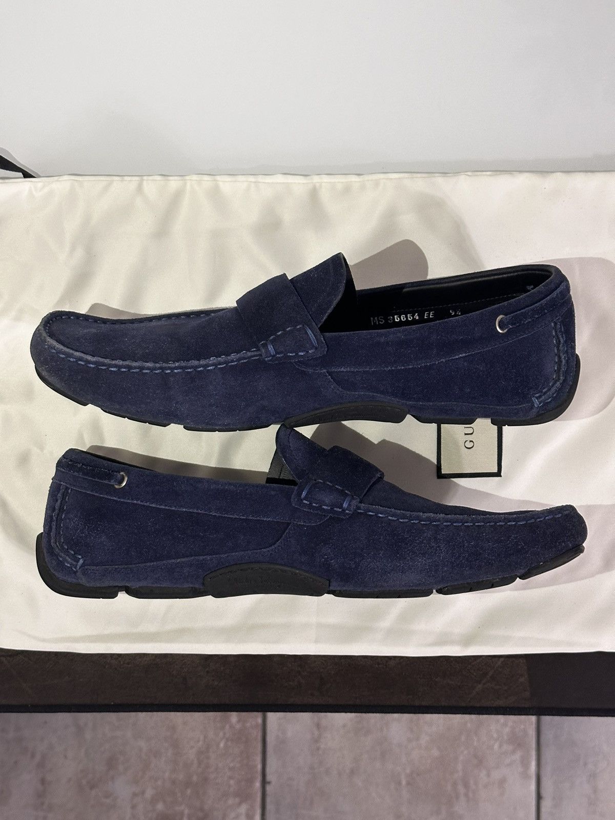 Salvatore Ferragamo Navy Blue Suede Mocasines Size US 11.5 / EU 44-45 - 8 Thumbnail