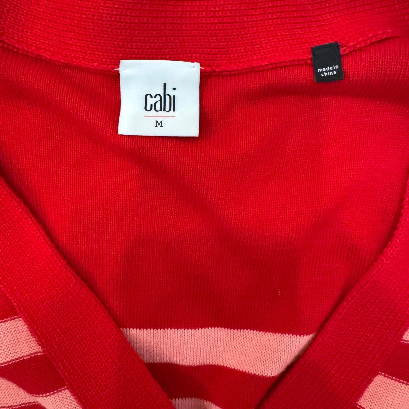 Other CAbi Red and Pink Striped Button-Medium-Up Cardigan Sweater Size M / US 6-8 / IT 42-44 - 4 Thumbnail