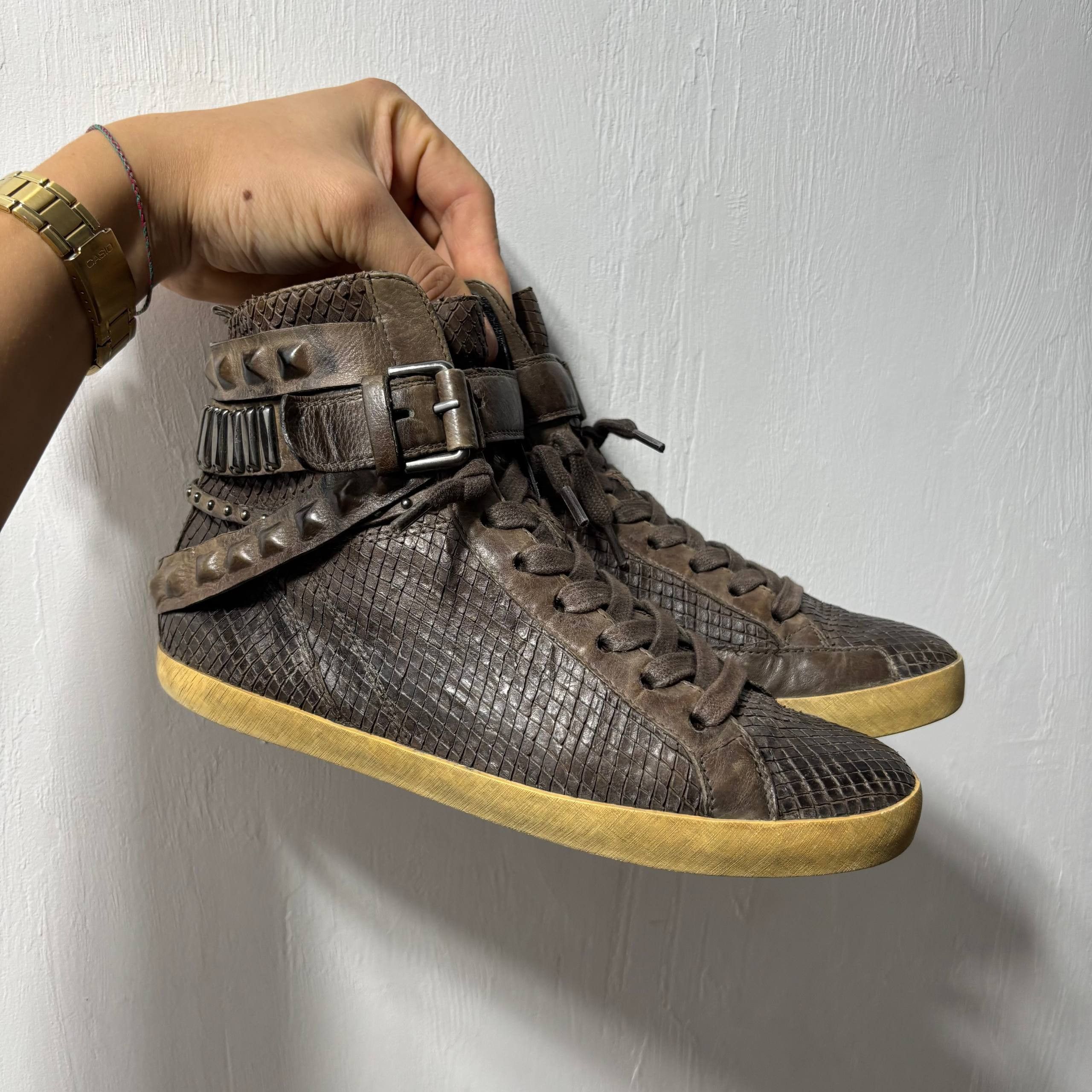Other AS 98 type Python Studded High Top Leather Sneakers Size US 6 / EU 39 - 1 Thumbnail