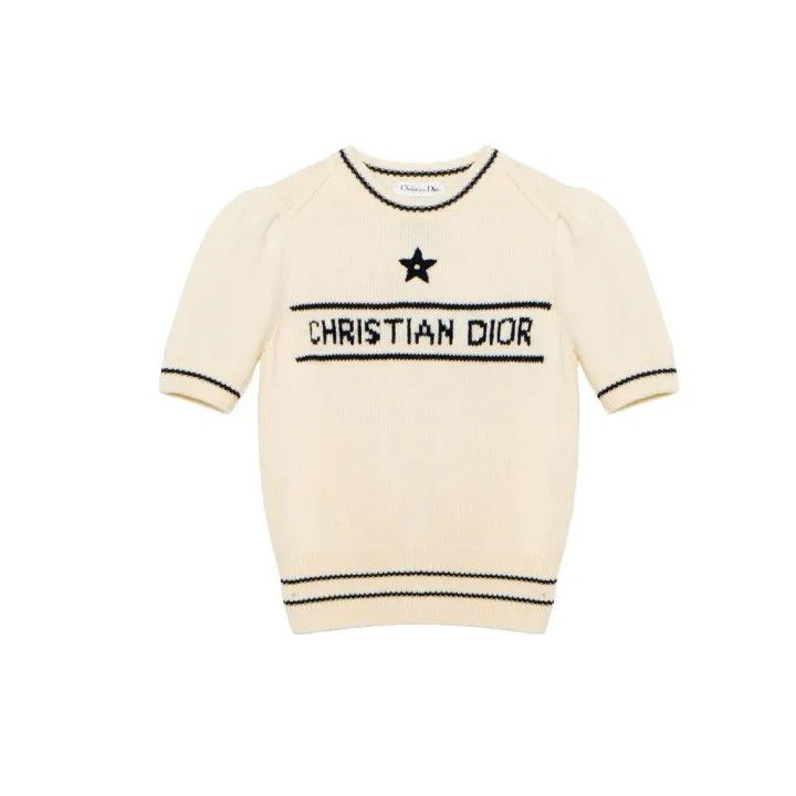 Dior Dior Logo Embroidered Short Sleeve Sweater 0079 Size S / US 4 / IT 40 - 1 Thumbnail