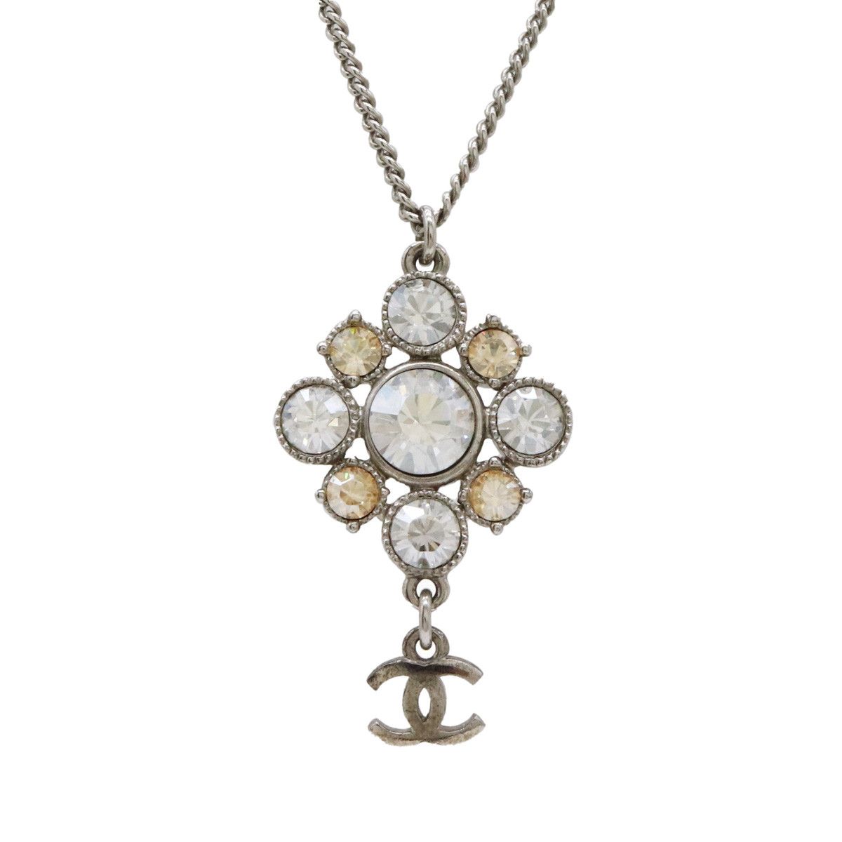 Chanel Chanel Chanel Coco Mark Necklace Metal Rhinestone Metal Necklace in Great Condition Size ONE SIZE - 1 Thumbnail