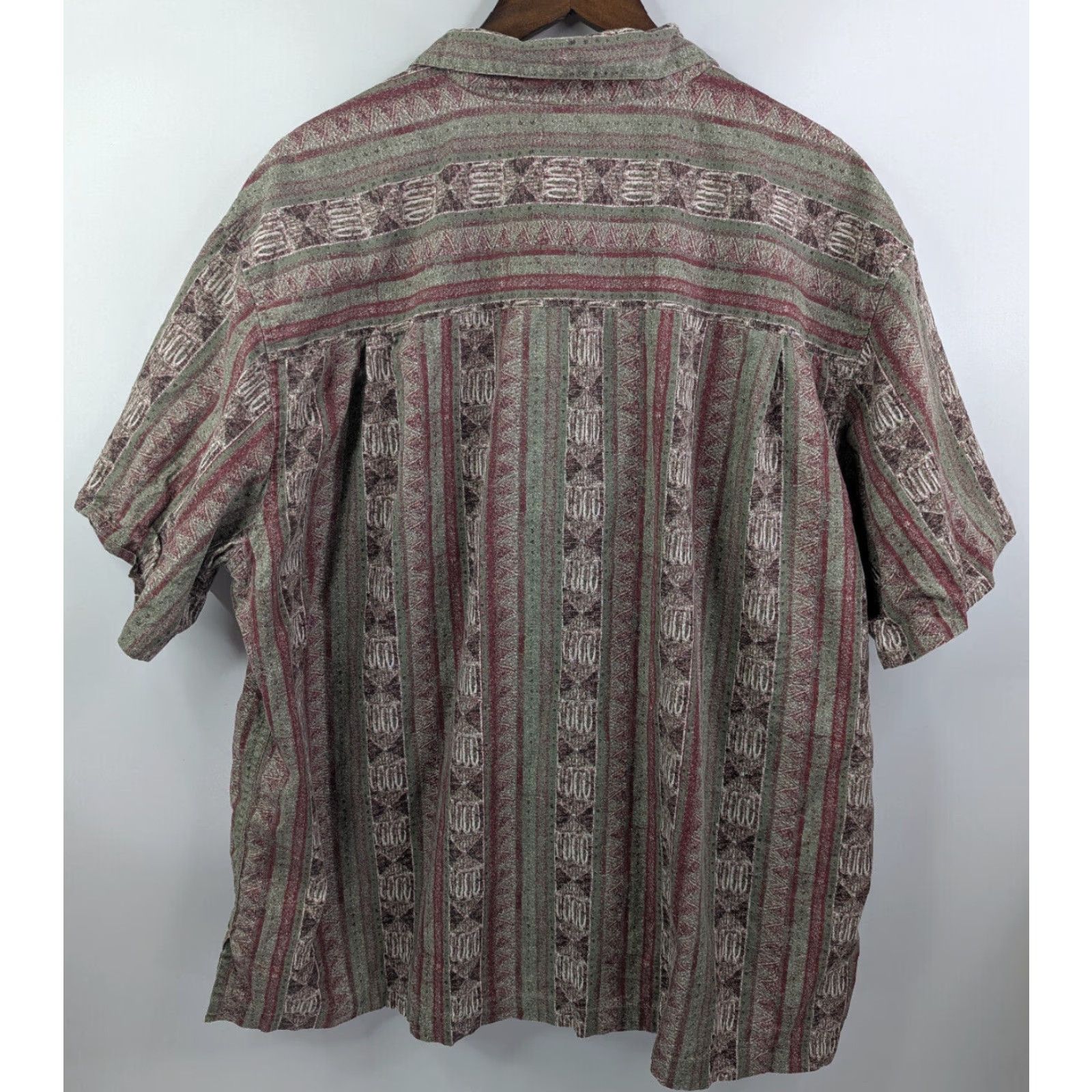 Vintage VINTAGE Scandia Woods Southwest Tribal Aztec Striped Island Camp Shirt Men's 2XL Red Cotton Button-Up Short Sleeve Casual Aztec Pattern Size US XXL / EU 58 / 5 - 3 Thumbnail
