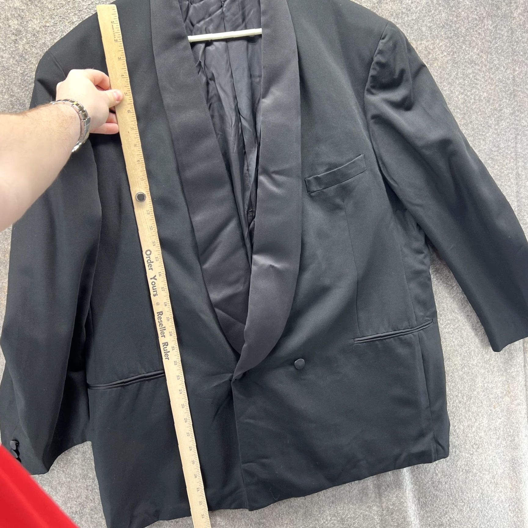 Vintage Jhane Barnes Tuxedo Jacket Mens 48L Black One-Button Shawl Lapel Formal Wedding Jacket Suit Coast? Size 48R - 3 Thumbnail