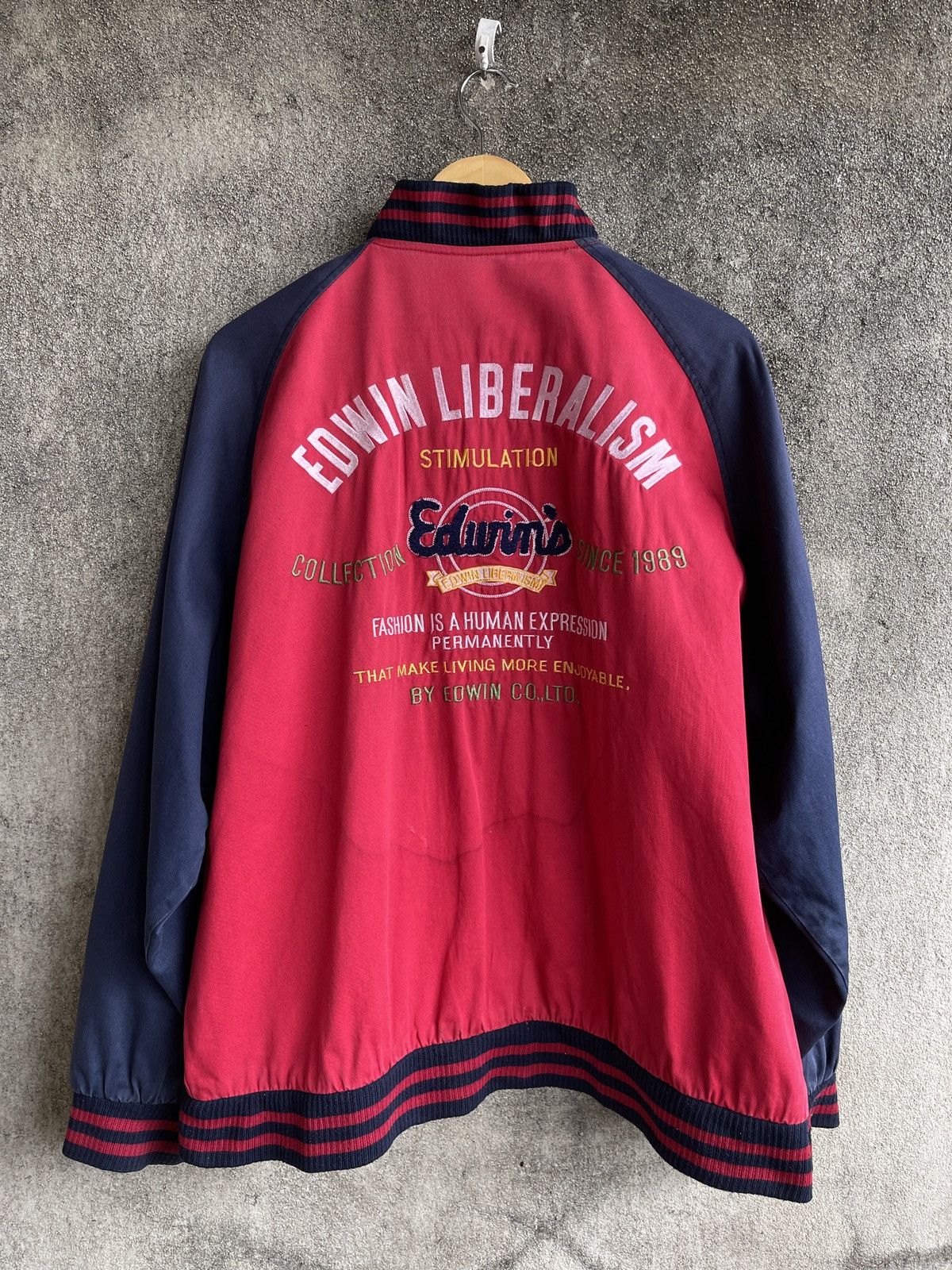 Edwin Rare🔥Vintage Edwin Varsity Jacket Embroidery Logo Size US XL / EU 56 / 4 - 1 Thumbnail
