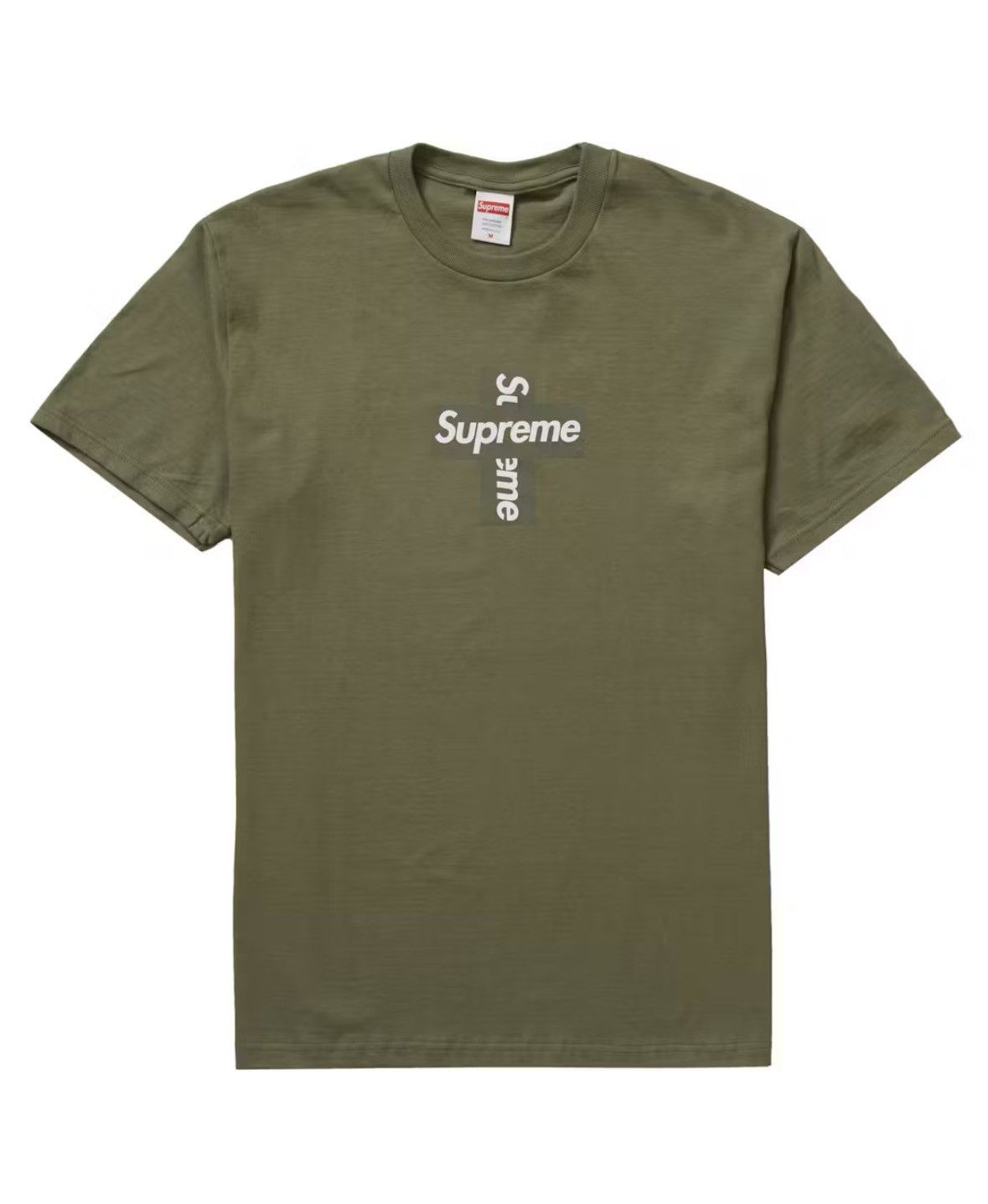 Supreme Supreme Cross Box Logo Olive Tshirt Size US M / EU 48-50 / 2 - 1 Thumbnail