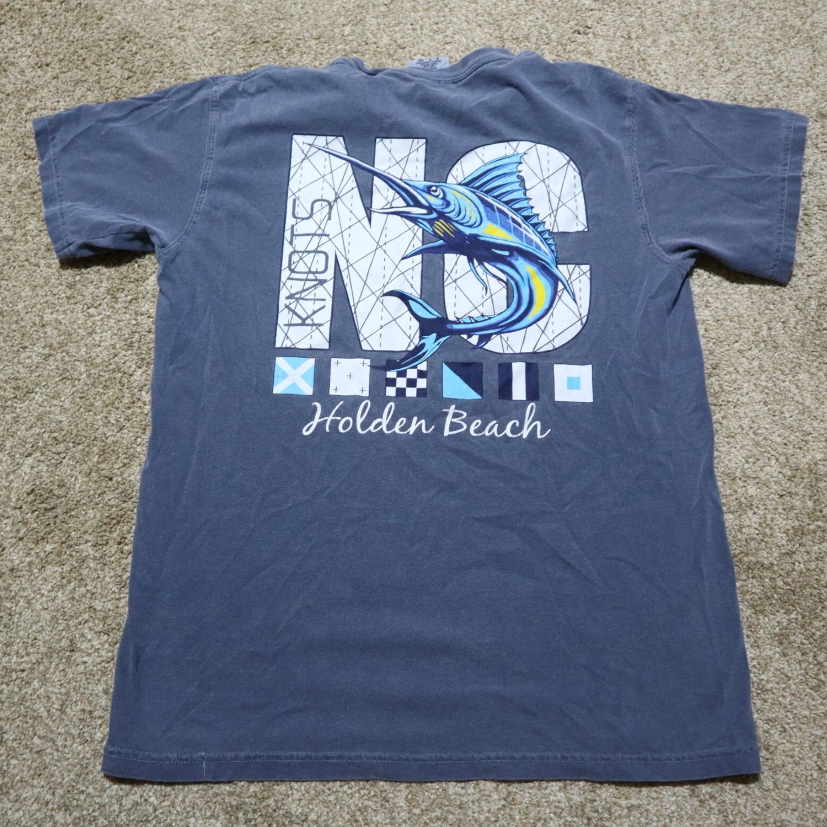 Anvil ANVIL Shirt Beach Adult Size M Blue Cotton Shark Embroidered Short Sleeve Crew Neck Men's Hair? Size US M / EU 48-50 / 2 - 7 Thumbnail