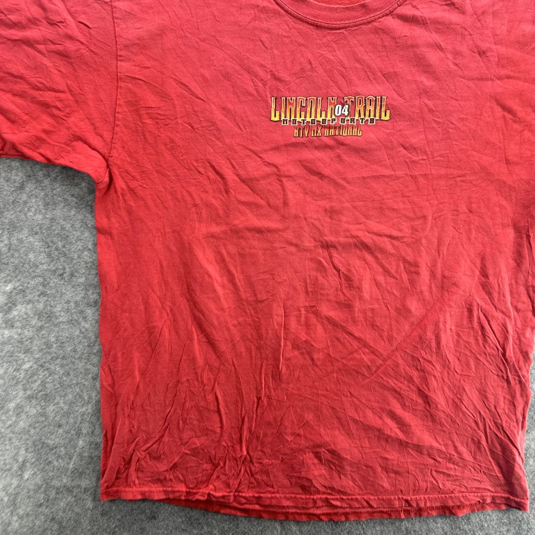 Gildan VINTAGE Gildan Lincoln Trail Motosports Shirt Mens XL Red Graphic ATV MX National 00s Size US XL / EU 56 / 4 - 4 Thumbnail