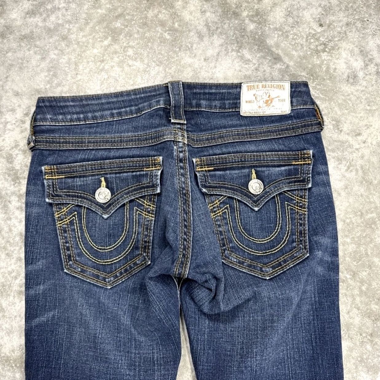 True Religion VINTAGE True Religion Jeans Womens 27 Blue Denim Straight Leg Flap Pocket Made in USA Size 27" / US 4 / IT 40 - 3 Thumbnail