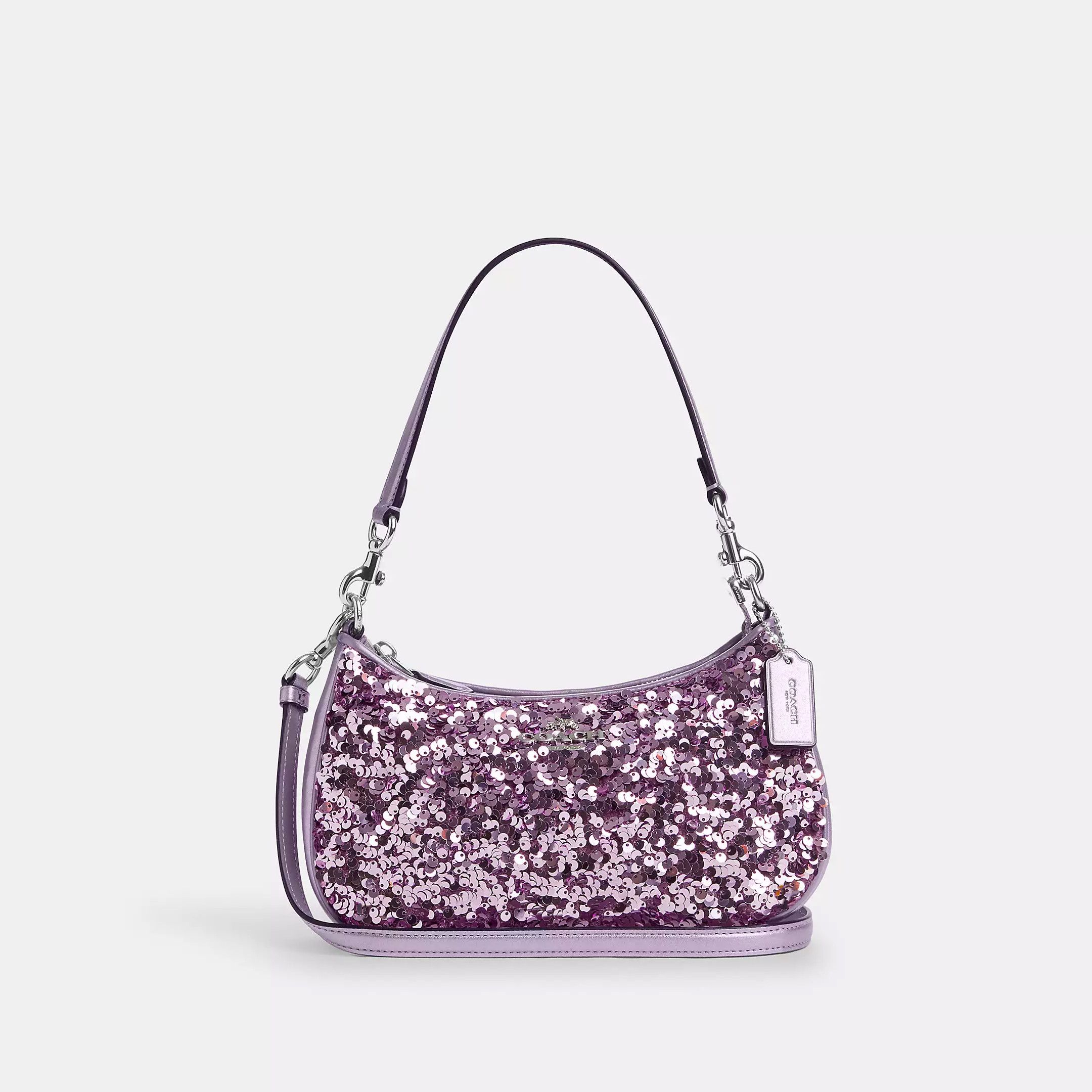 image of NWT Coach Teri Shoulder Bag Cq556 in Silver/Lilac, Women's
