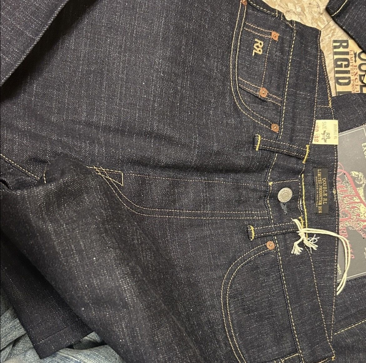 RRL Ralph Lauren RIGID LIMITED EDITION 12oz SELVEDGE WOOL COTTON DENIM 29x30 Size US 29 - 3 Thumbnail