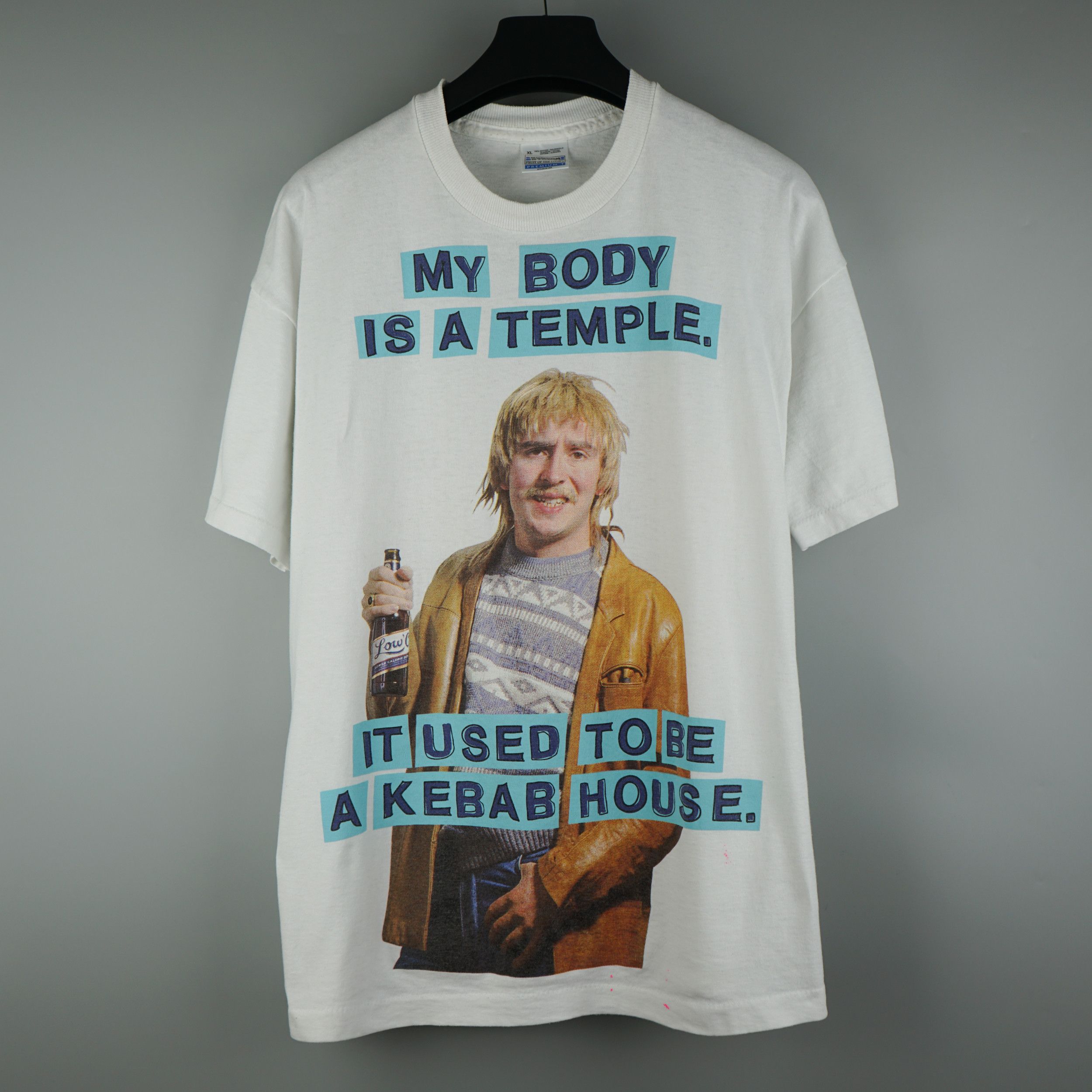 Vintage 1990s My Body Is A Temple It Used To Be Kebab House T-Shirt Size US XL / EU 56 / 4 - 1 Thumbnail